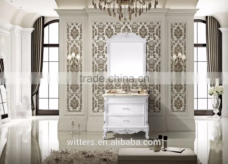 WTS-6088 30" Bathroom Vanity Sink Base Cabinet Solid Wood in Beige