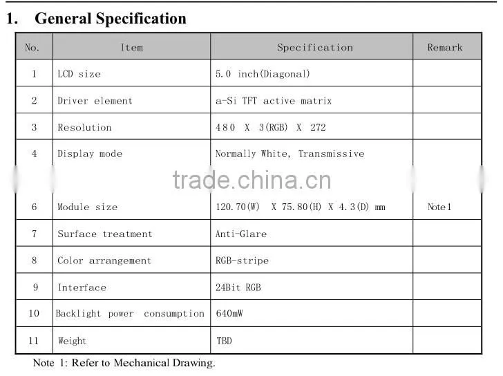 Small TFT lcd monitor 5 inch lcd monitor