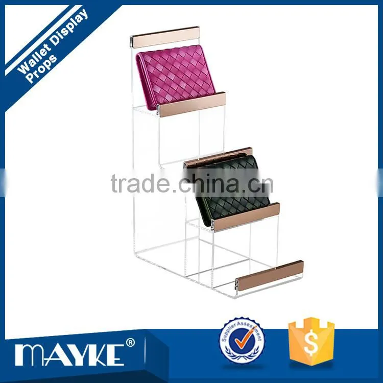 Acrylic material wallet and purse clear display stand sale for factory price