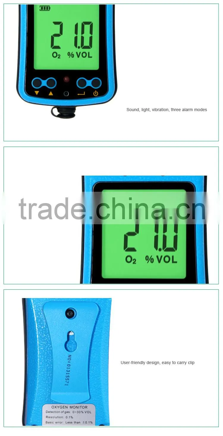 Gas Detector Portable AS9801 Oxygen Monitor O2 Analyzer With Alarm