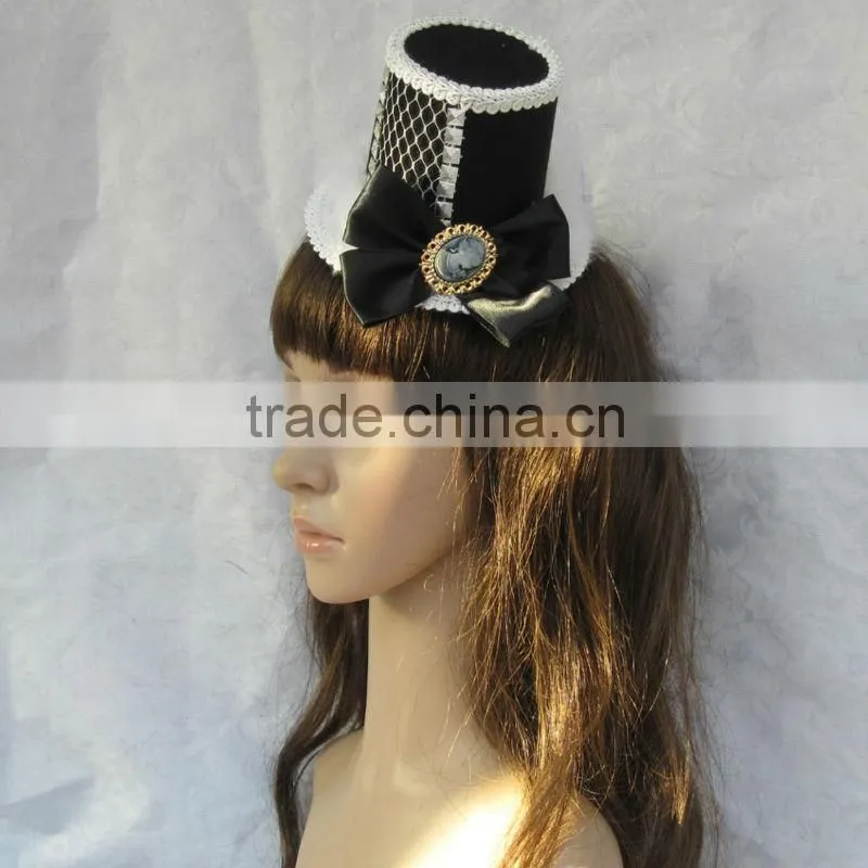 MYLOVE Black red colors bow felt hat with 2 clips wholesale MLGM013