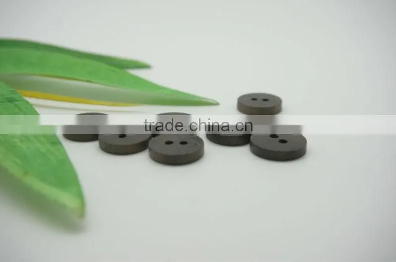 Flat Black 2 Holes High Quality Wood Buttons for Shirt, Coat, Sweater