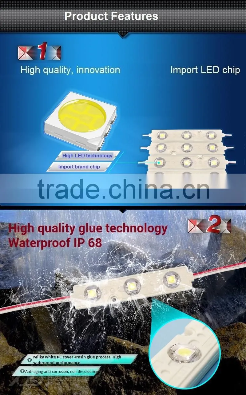 waterproof DC 12V SMD 5050 3leds led pixel module 5050 injection RGB module WS2811 IPD 6803 wholesale led module
