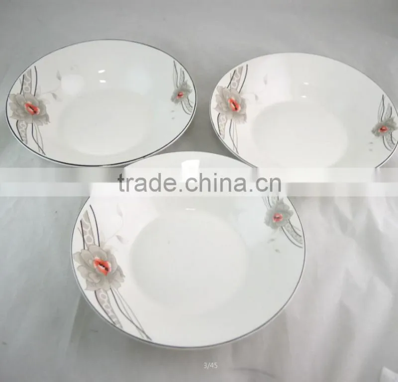 alibaba china ,best ceramic plate for Algeria, 8'' soup plate with black flower