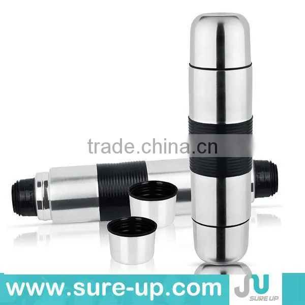 Double cups unbreakable stainless steel vacuum flask juice bottle (FSUR)