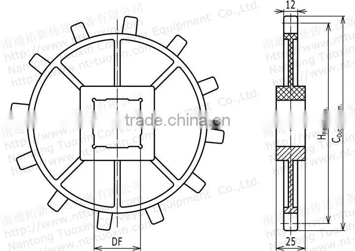 Plastic Sprocket for 2400 Radius Plastic Modular Belt