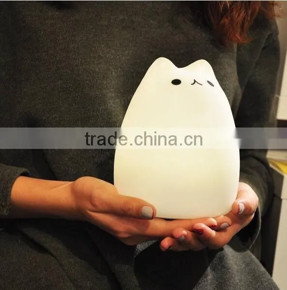 Rechargeable Color Changeable Silicone LED Sensitive Tap Control Night Light for Home