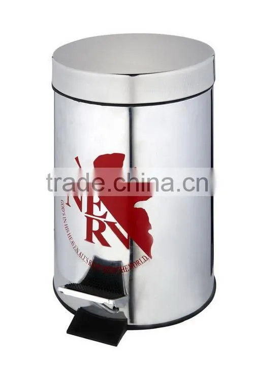 Round Stainless Steel PP Stainless Steel Step Trash Can