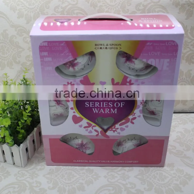 white ceramic bowl wholesale,rice bowl,soup bowl with spoon,creal bowl with decal