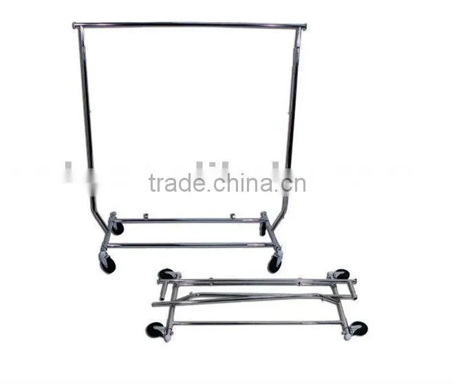 Commercial Grade Rolling Folding Clothing Garmetn rack, Chrome