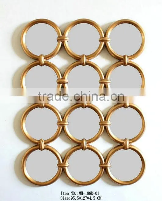 Modern PU Antique Gold Decorative wall mirror GY-009P-04
