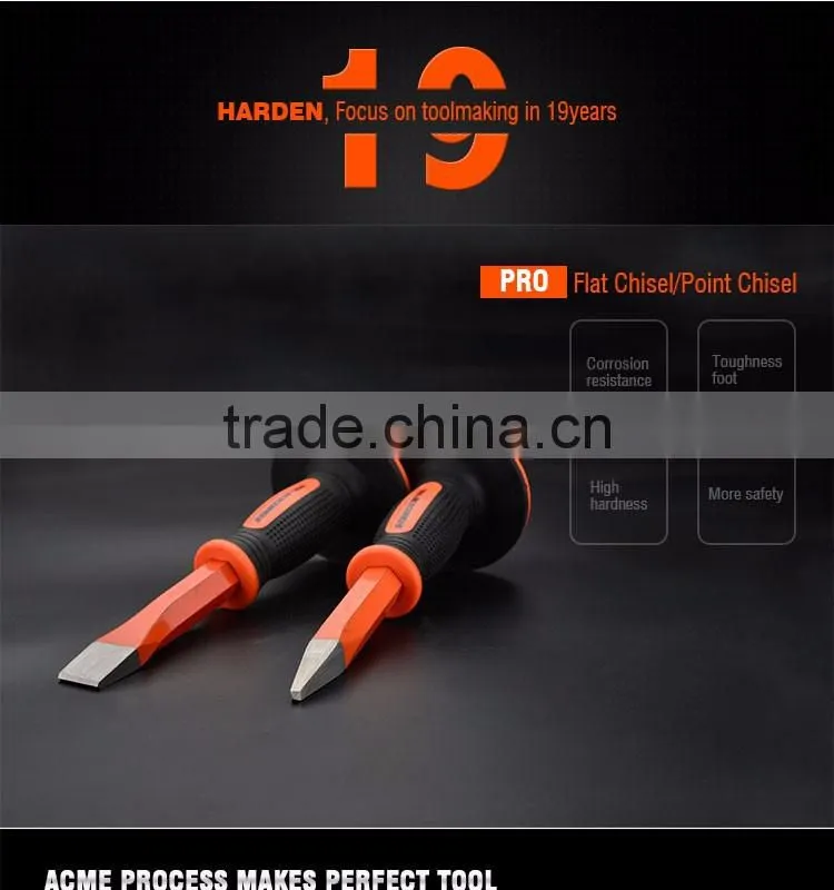 Chrome Vanadium Steel Hand Tool Flat Cold Chisel With TPR Handle