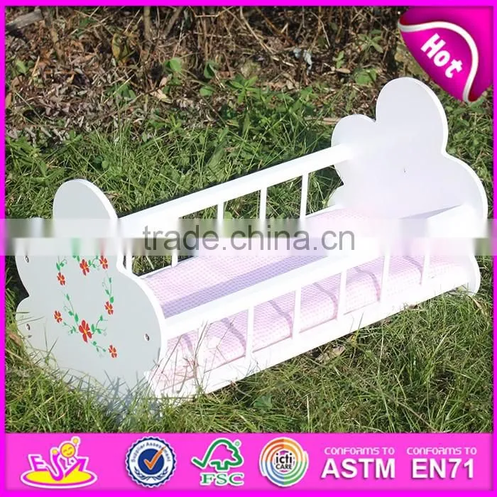Natural handmade wooden baby doll bed for sale WJ278012A