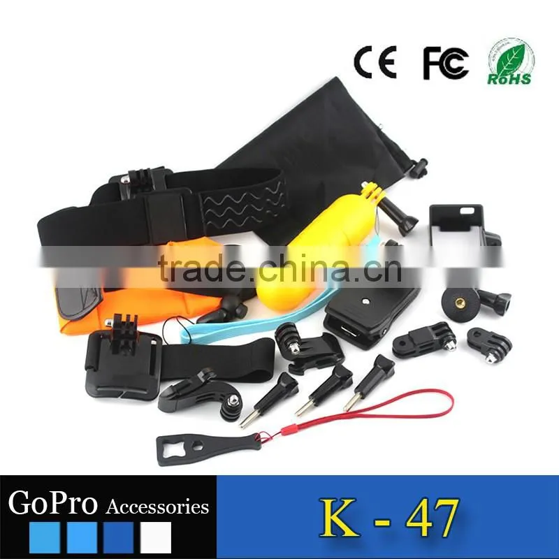 2016 hot selling 17 in 1 kit used for gopros heros 4 accessories bundle of sports camera cases action camera accessory
