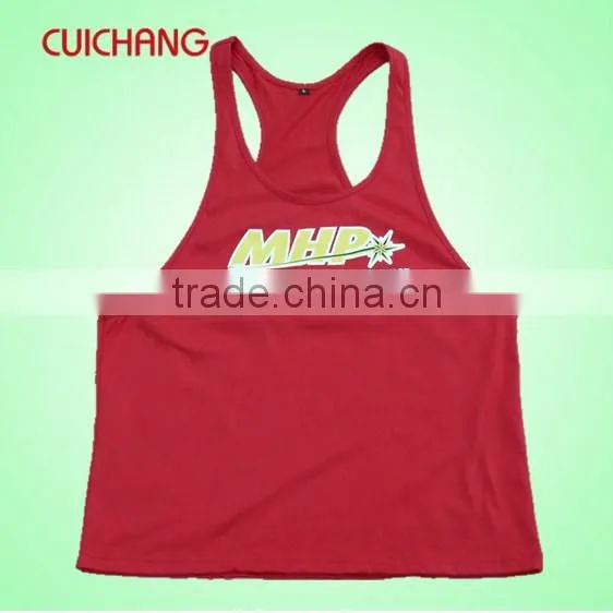 wholesale heat transfer/silk screen print polyester/cotton custom design running Sleeveless shirt tank top YDBX-079