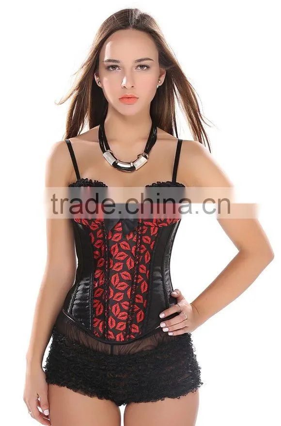 Wholesale Clothing Factory Padded Red Sexy Young Lady Corset with shoulder-straps