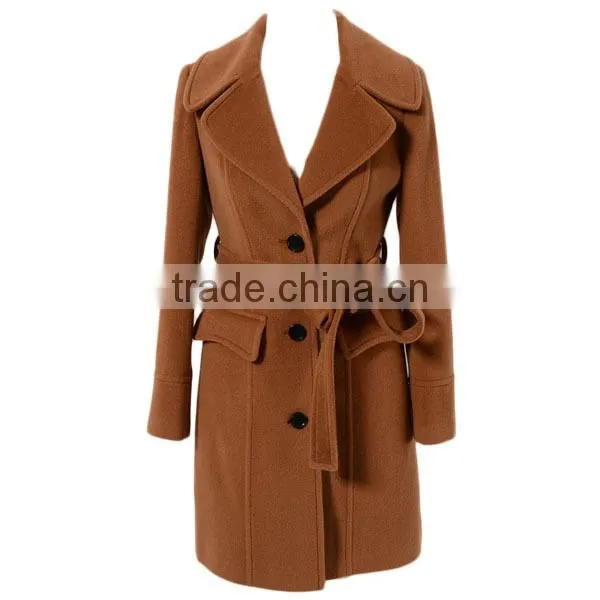 high quality camel color beautiful long coat for women