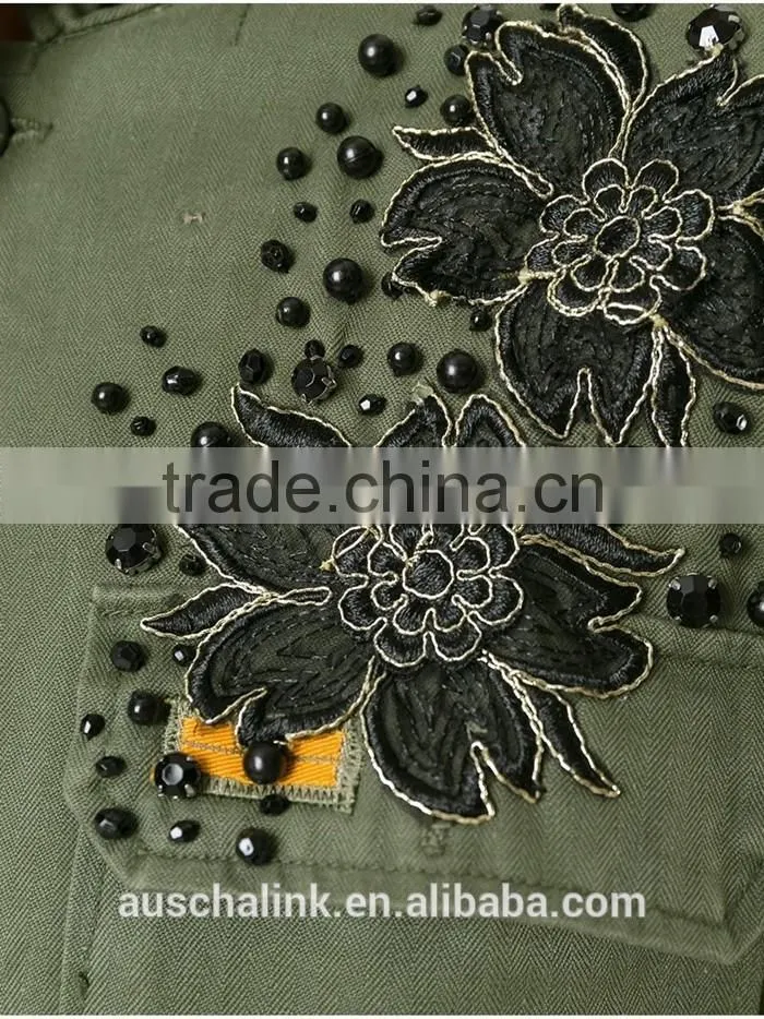 100% cotton women military olive green jacket customized