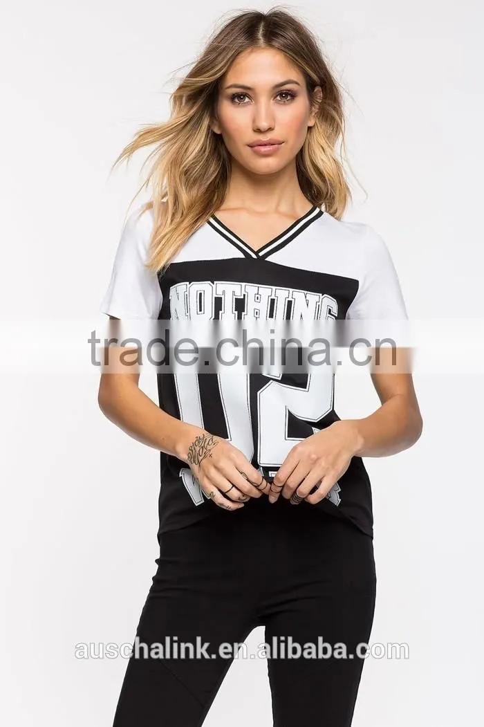 100% cotton V neck sport t shirt wholesale china