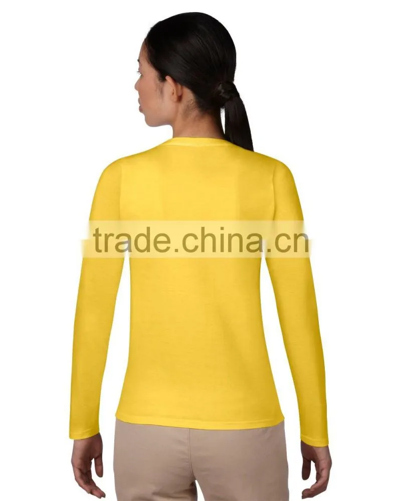 2016 new women's autumn t-shirt, o-neck long sleeve cotton t-shirt custom wholesale