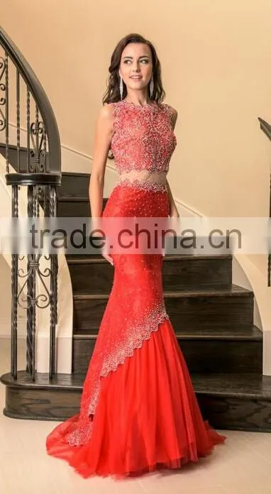 lace designs high neck off shoulder evening dress woman