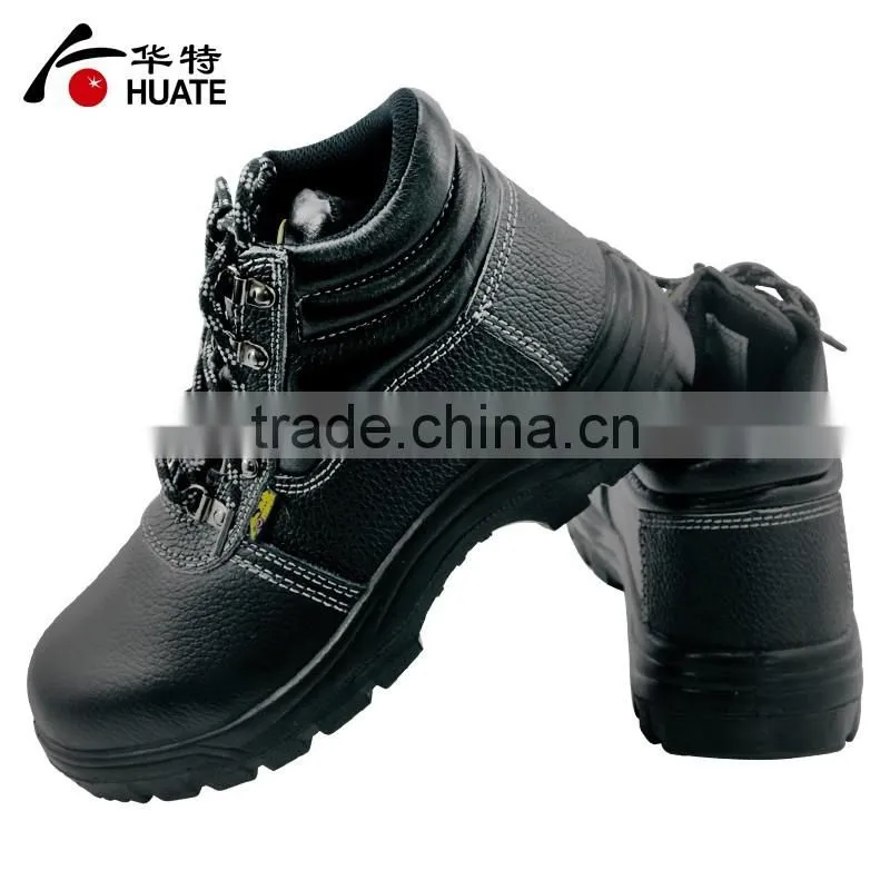 Black genuine leather protective steel toe cap Safety Shoes