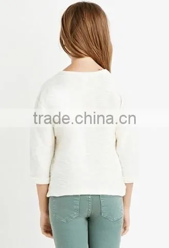 2017 Cheap Plain Alphabetic Love O-neck Kids Long Sleeve Slim T-shirt OEM Service Plain Dyed