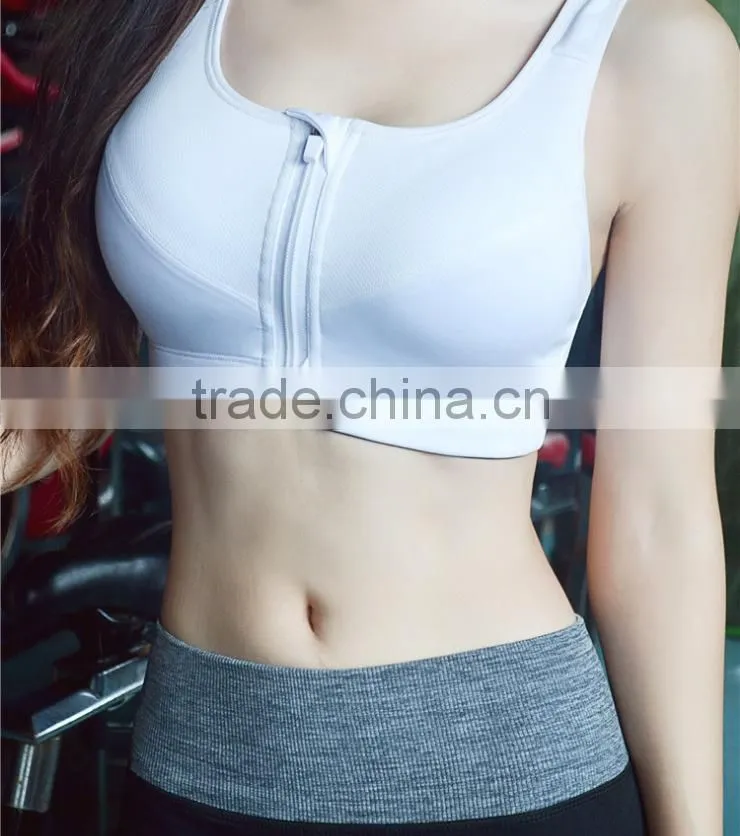 Hot sale and high quality No rims sports bra shockproof professional running intensive training underwear bra with front zipper
