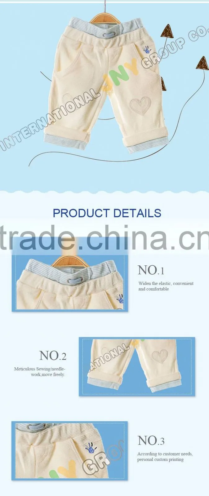 new style products 100%cotton baby pants wholesale fashion baby apparel