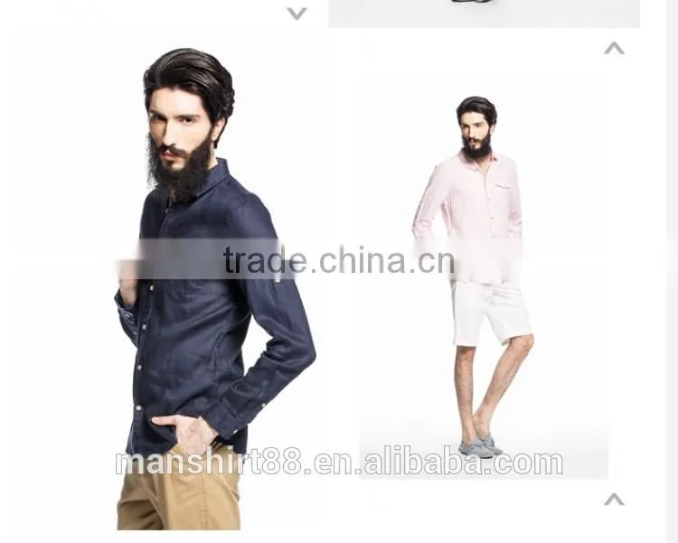 2016 fashion men's 100% hemp shirt