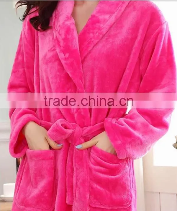 Chinese unisex winter thickness 100%polyester Coral Fleece Bathrobe