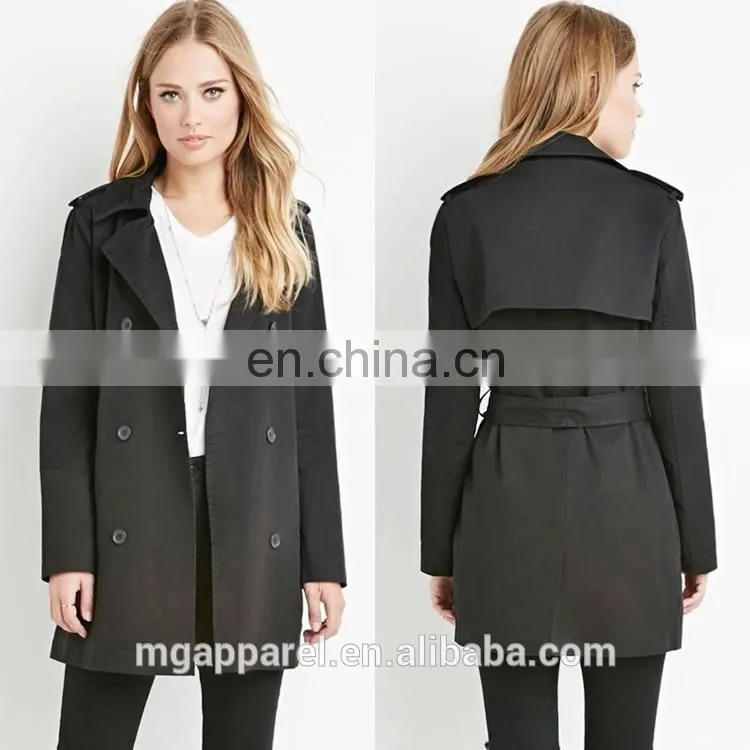 fashion high quality long sleeves double breasted women trench coat wholesale