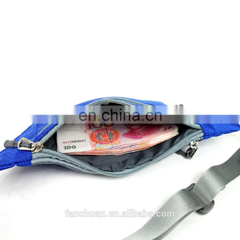 Purple Color Unisex Waterproof Nylon RFID Money Pouch Belt
