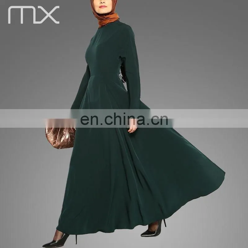 Fashionable muslim ladies wide bottom abaya A line design islamic jilbabs 2017