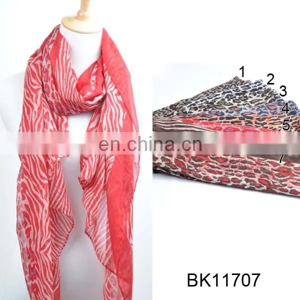 Stripe Leopard Women Long Big Crinkle Voile Soft Scarf Wrap Shawl Stole