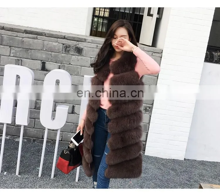 Russian Style Real Fox Fur Vest for Women Luxurious Handmade Long Vest