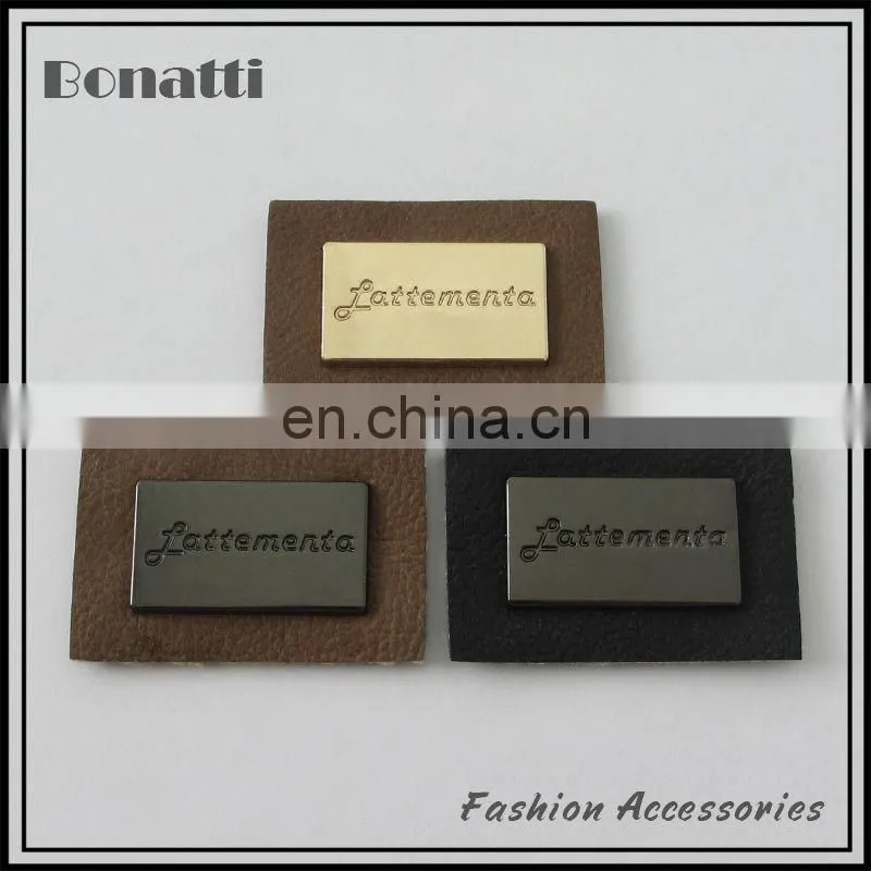 custom garment pu leather metal label or patches for jeans and bags