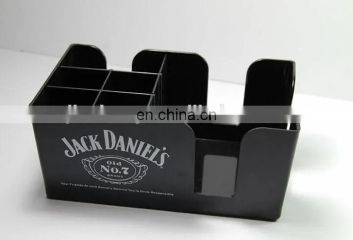 Plastic PS decorative bar caddy napkin straw holder with custom CMYK full color printing