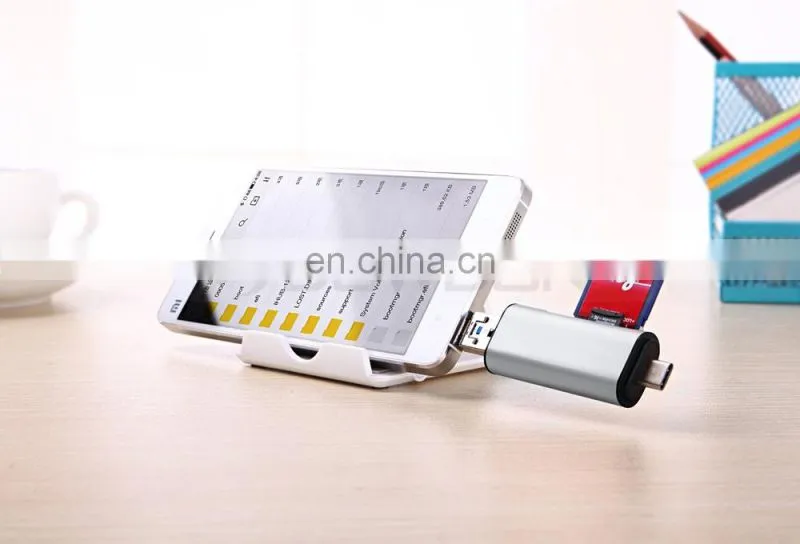 Aluminum Multifunction USB-A-Micro-Type-C Card Reader OTG Supported for Nexus 6P,5X,MacBook,Windows Computer,Android OTG