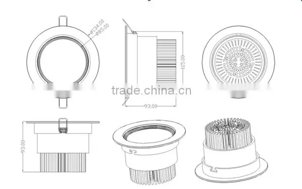 Recessed COB LED Downlights angle adjustable 20W