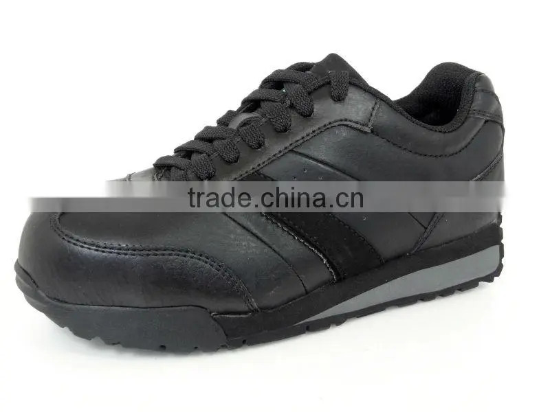 Black Leather Steel or Aluminum toe Anti shock Safety Shoe for women