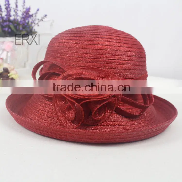 2015 Fashion Style Women's Red Chuch Straw Hat Cheap