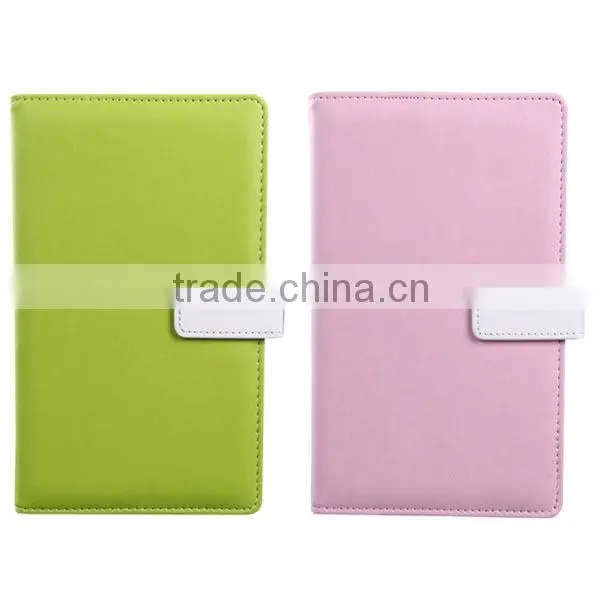 OEM stationery shiny pu notebook leather notebook with buckle Candy color leather book
