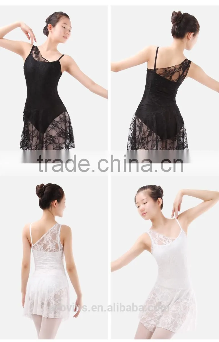(D3338) White Lace Dance Dress, Ballet White Dress, Ballet Leotard Dress, White Dance Costumes