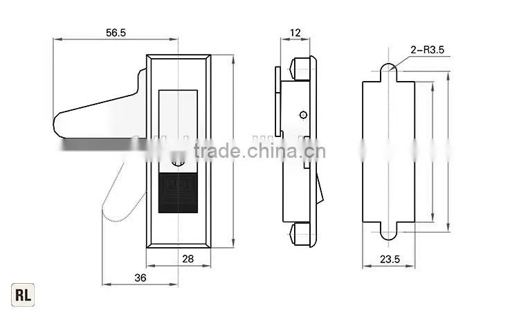 Plane lever Latch cabinet lock
