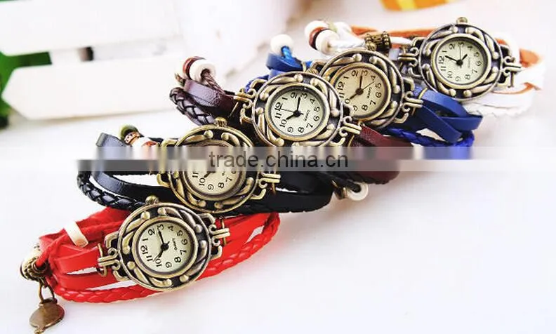 wholesale vintage ladies watch leaf bracelet