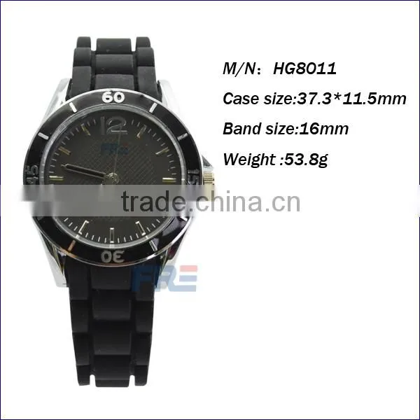 2014 new design alloy case silicone strap black watch women watch