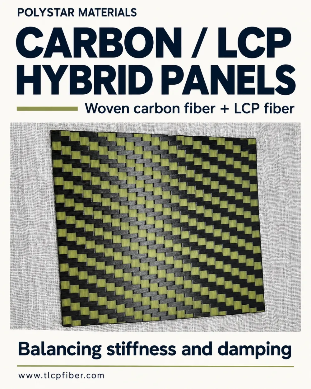 Carbon/LCP hybrid composite panels: balancing stiffness and vibration damping.
