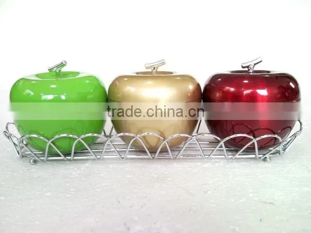 Painted Apple Shape Stainless Steel Spice Jar