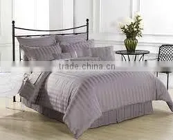 Hotel bedding set solid or white color 100% cotton stripe fabric